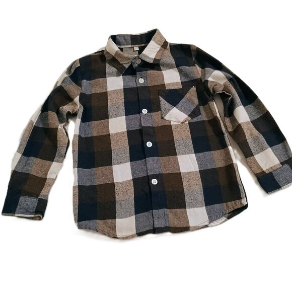 EUC: Boys' sz 3T Black & Brown Flannel Plaid (see description on sz) - Picture 1 of 5
